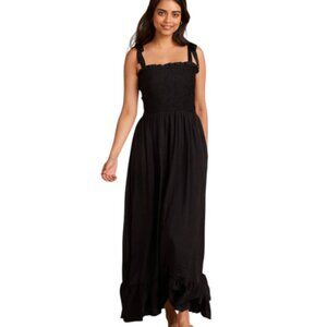 Summersalt | NWT The Silky Luxe Smocked Maxi Dress in Black Size XS
